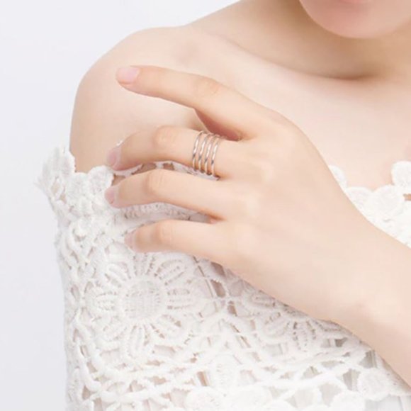 Minimalist 925 Sterling Silver Multi Layer Ring Minimalist Stackable Ring - Picture 6 of 6